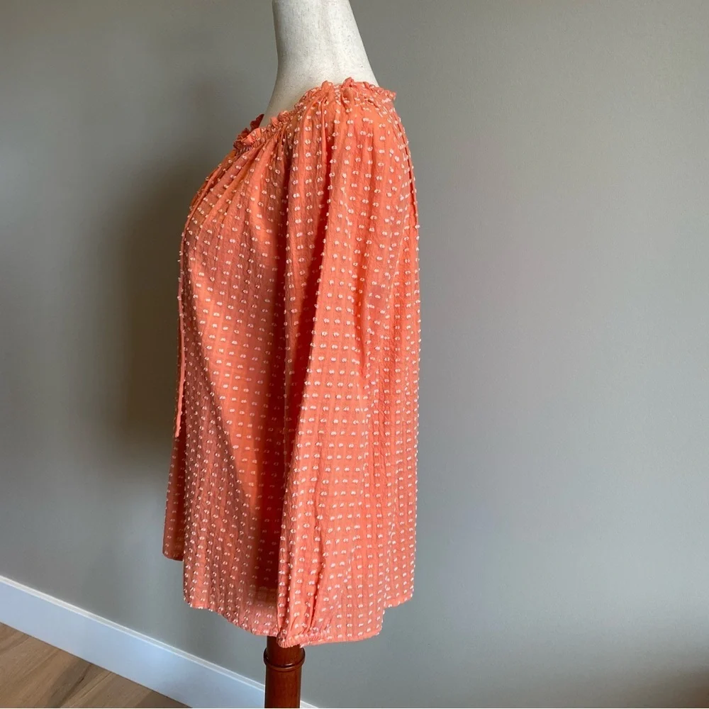 NWT Loft size Small Muted Orange Embroidered Polka Dots - Picture 9 of 12